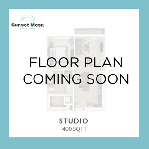 Floor plan for studio, 1 bath, 400 sqft
